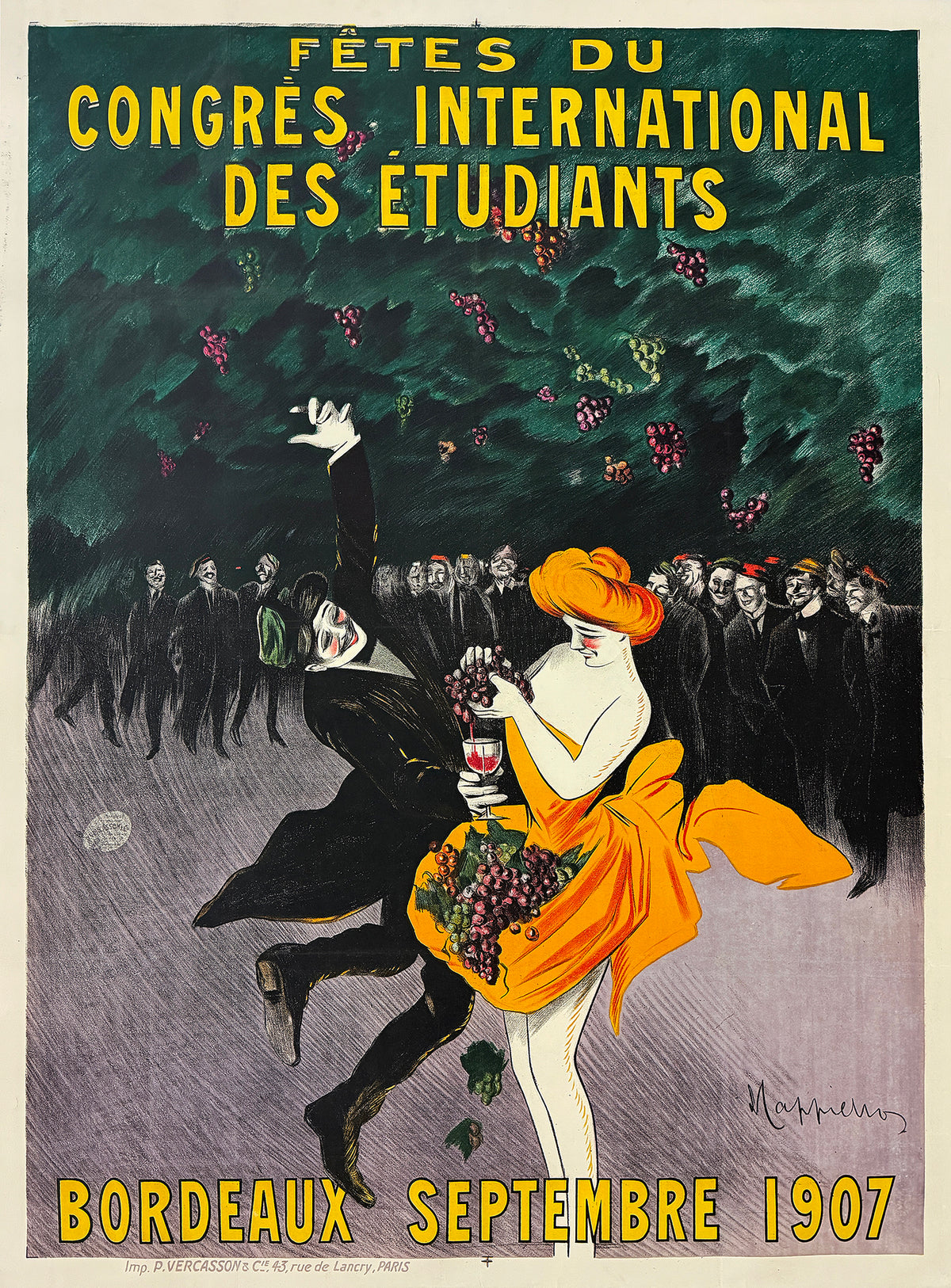 Original Vintage Leonetto Cappiello Congres International Des Etudiants Poster 1907