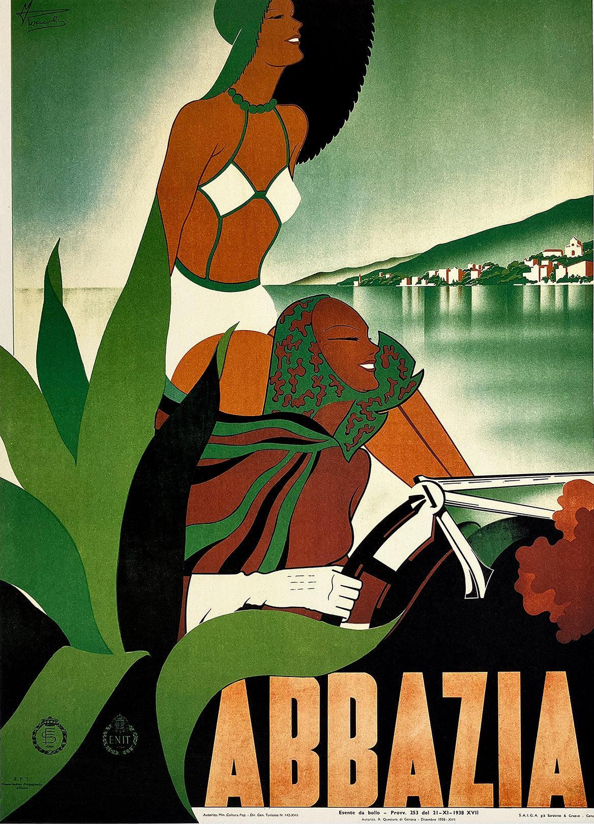 Original Vintage Abbrazia Poster by Filippo Romoli 1938