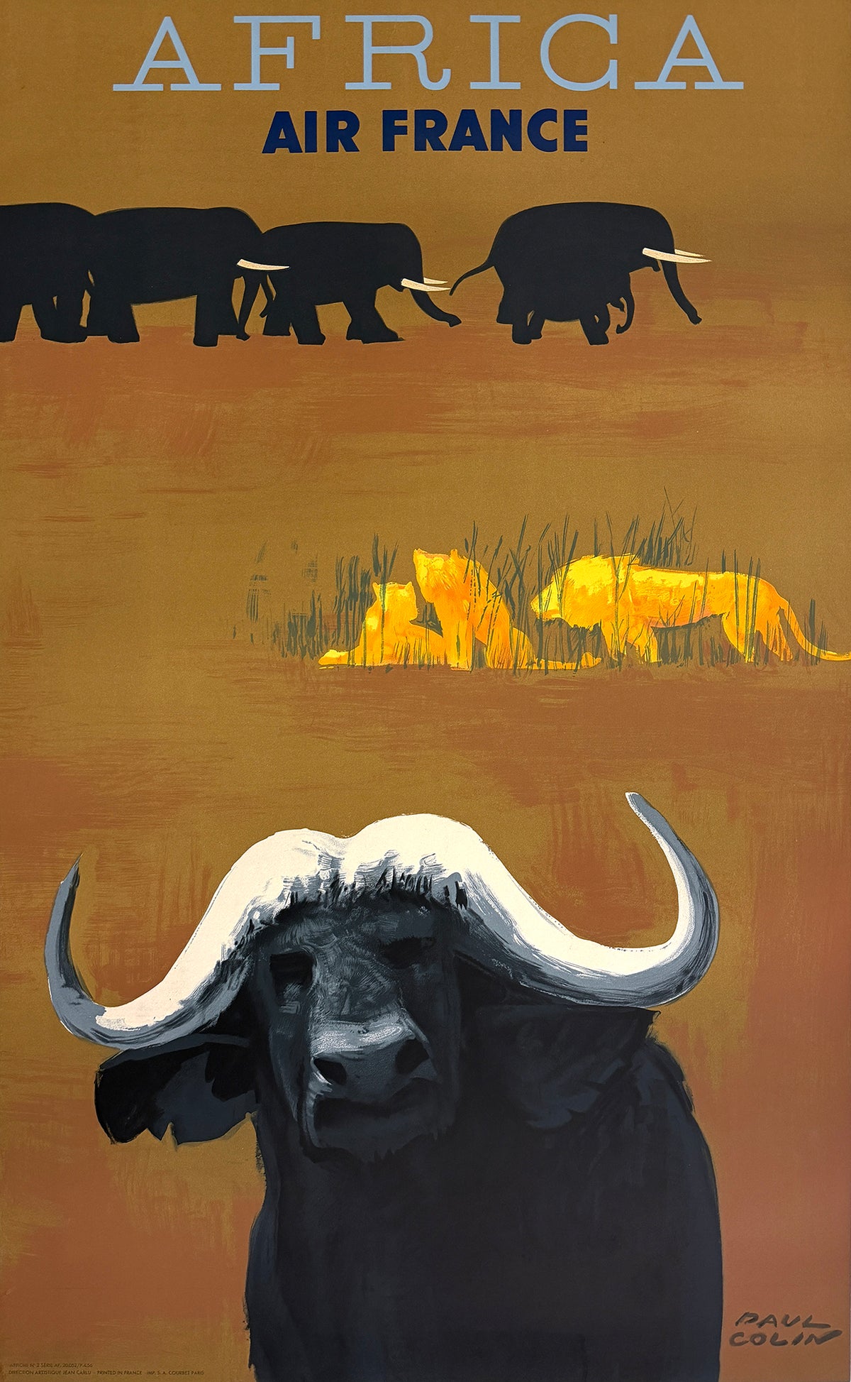 Original Vintage Air France - Africa Poster by Paul Colin 1956