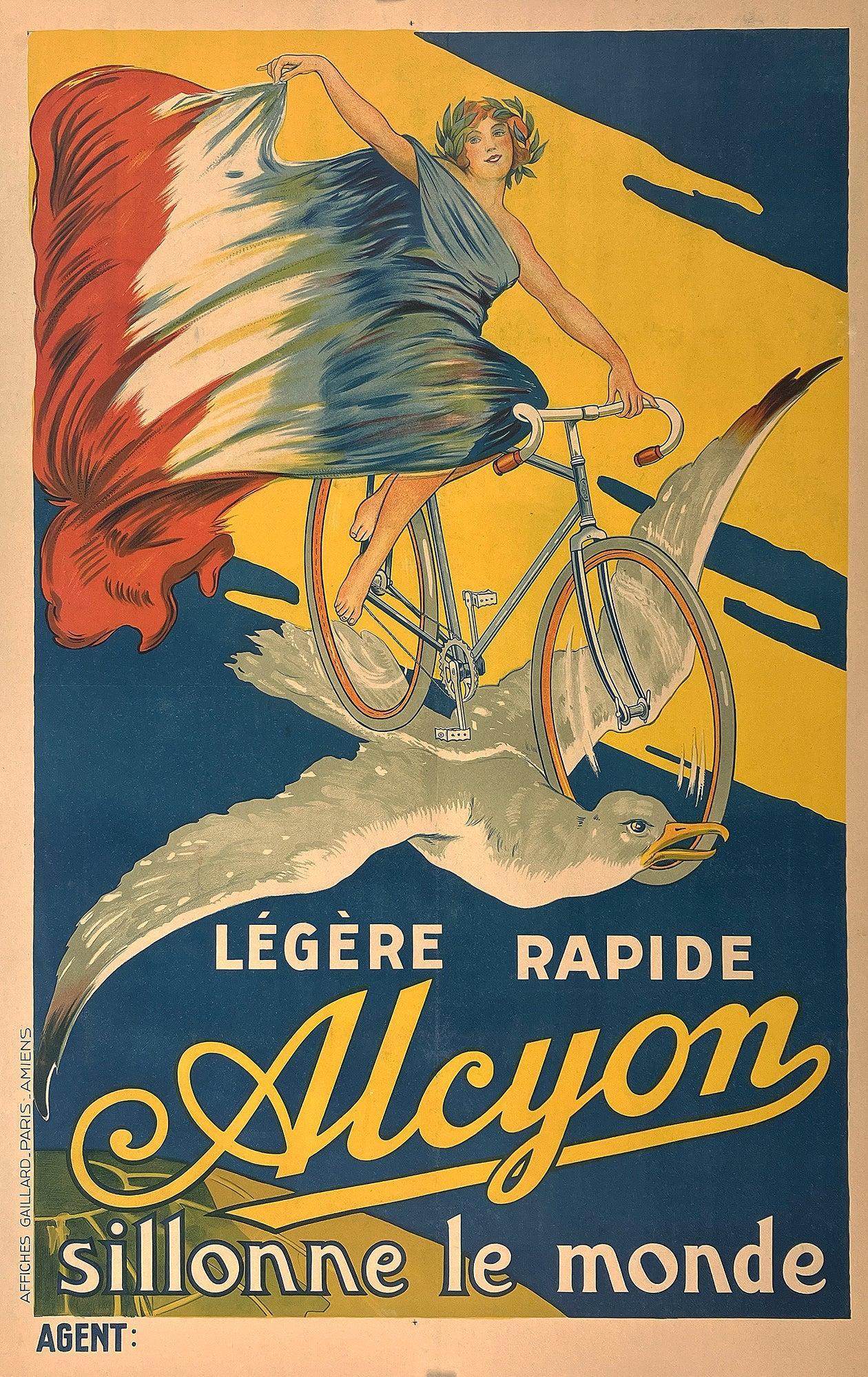 Original Vintage Alcyon Sillonne Le Monde Poster C1910