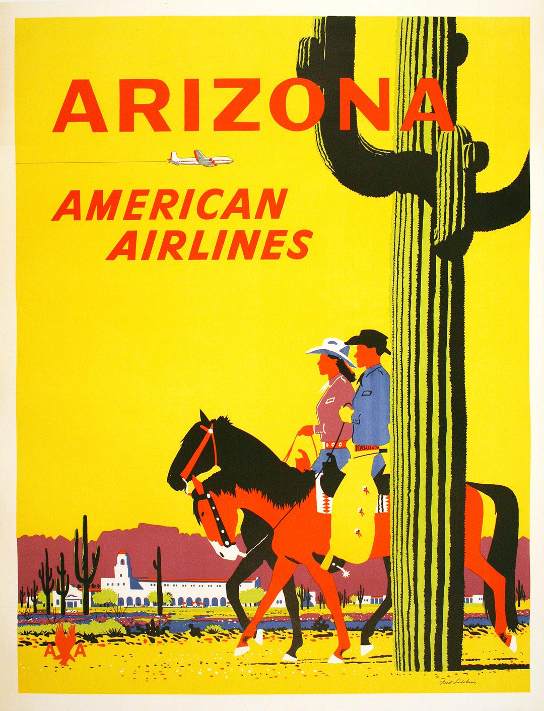 Original American Airlines Poster by Fred Ludekens C1955 Arizona
