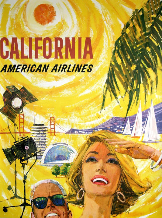 Original American Airlines Travel to California Poster by Boyle c1960