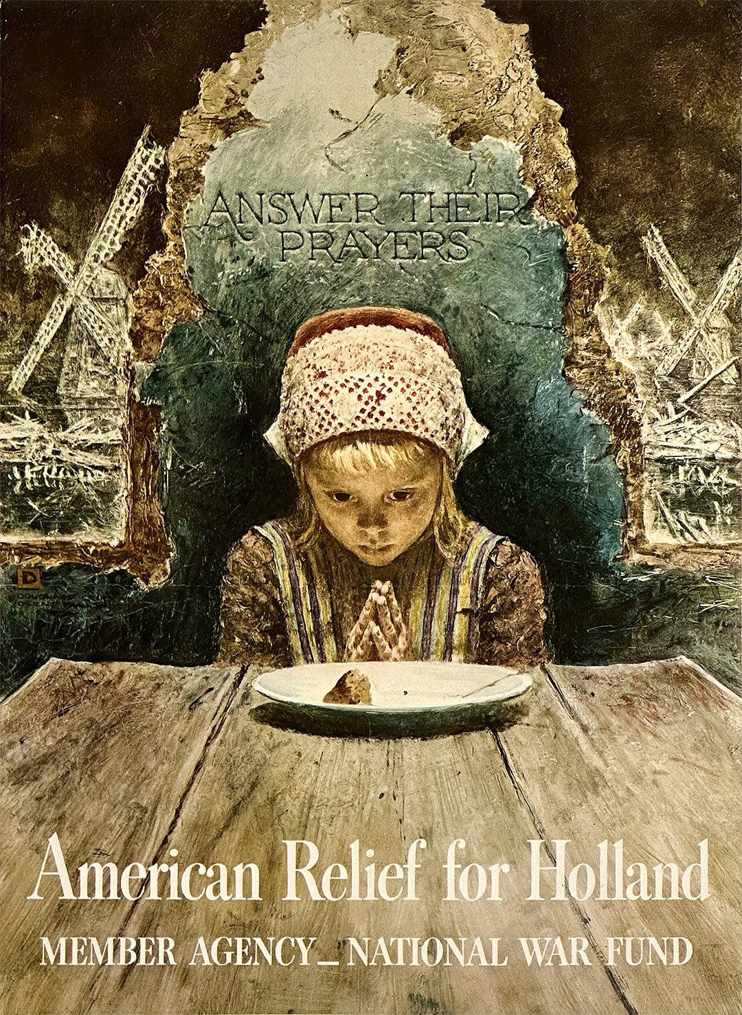 Original Vintage WWII American Relief for Holland Poster by Douglass Crockwell 1945