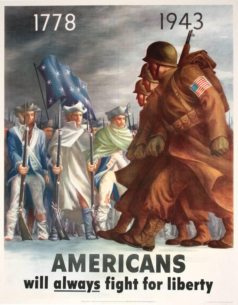 Americans Will Always Fight for Liberty by Bernard Perlin Original Vintage WWII Poster