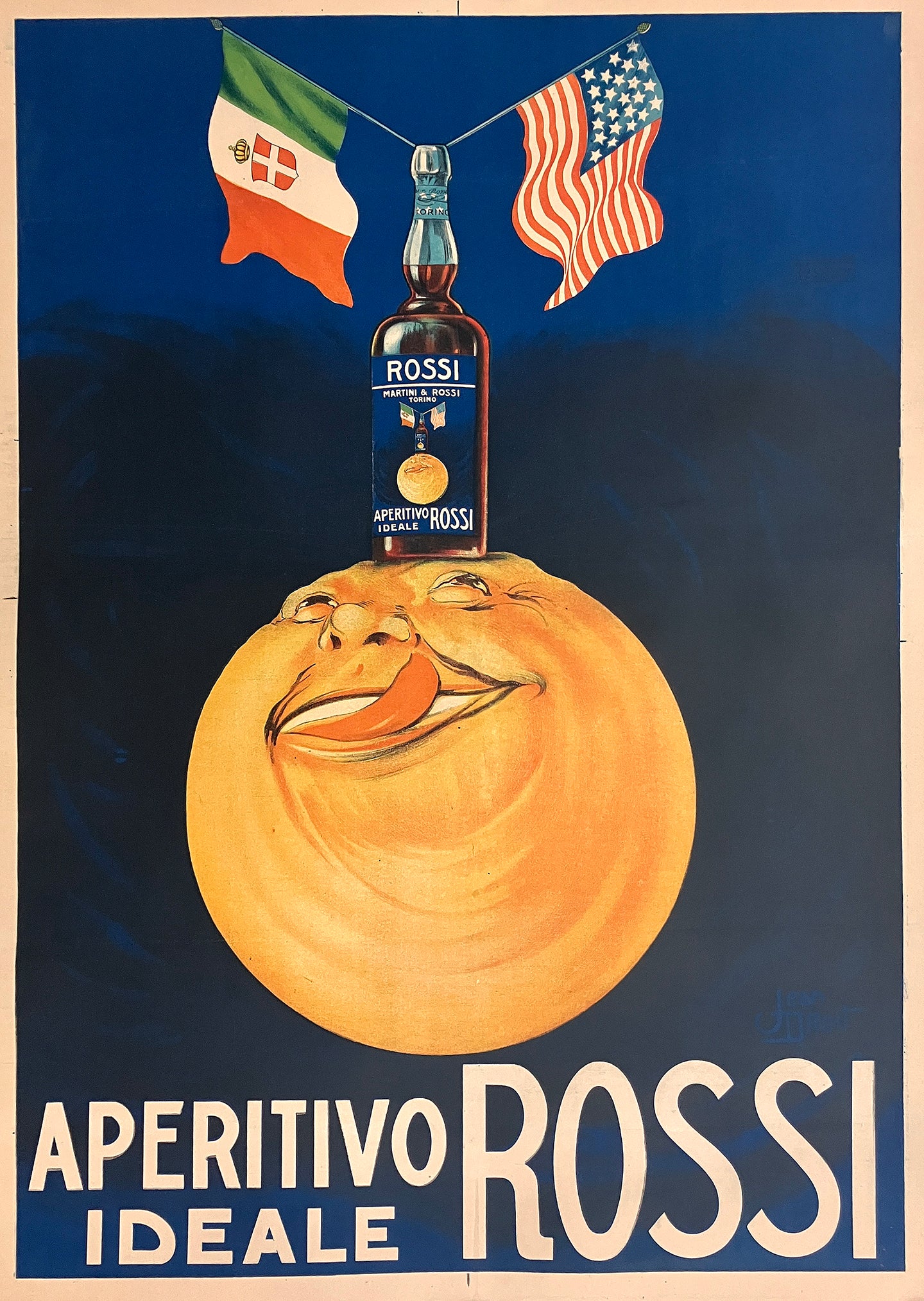 Original Vintage Aperitivo Rossi Poster by Jean Droit 1950