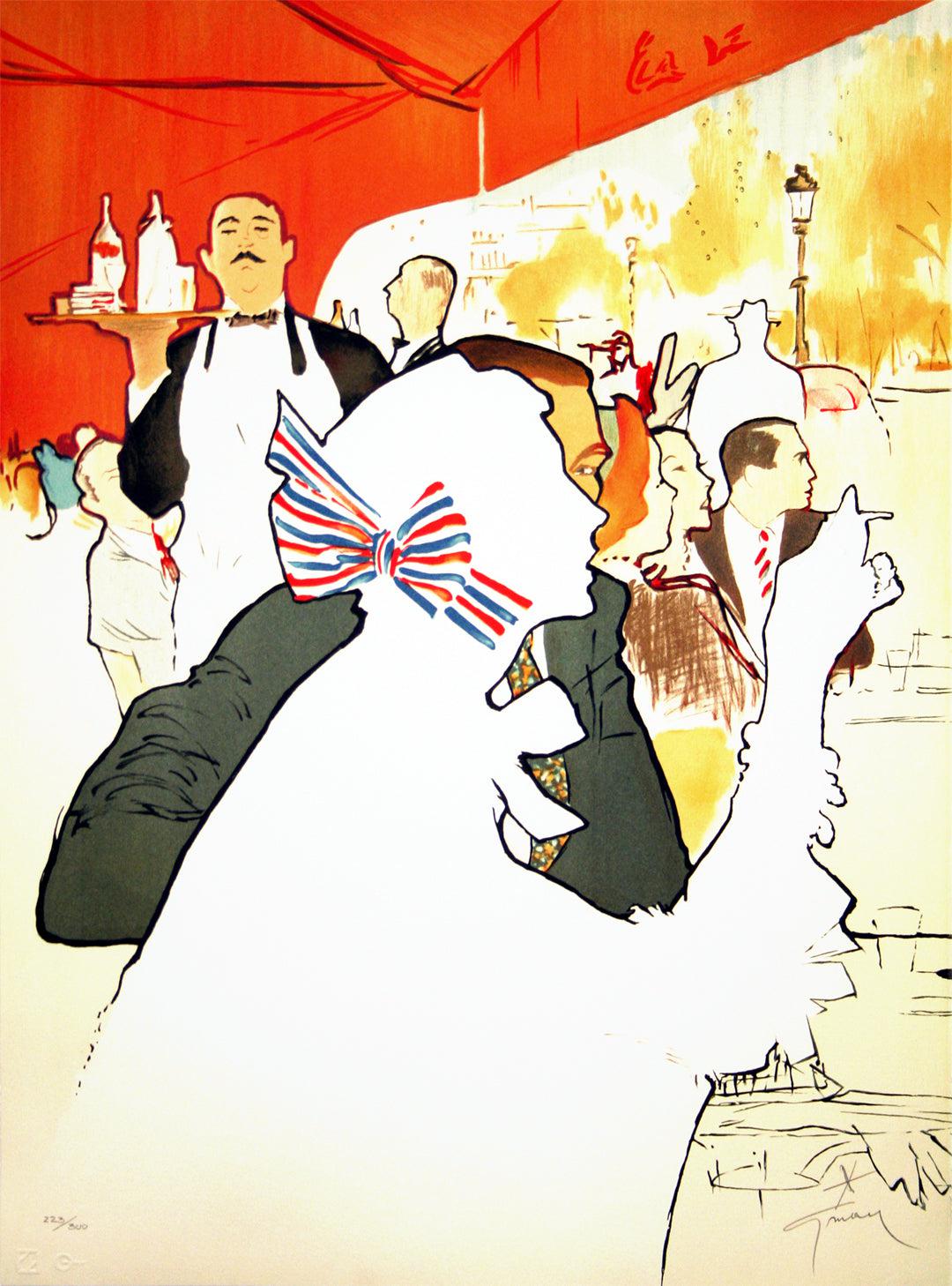 Rene Gruau Hand Signed and Numbered Print c1989 Bistro