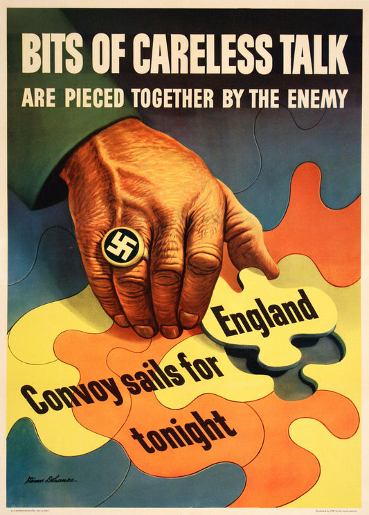 Original American WWII 1943 Poster by Dohanos - Bits of Careless Talk Large