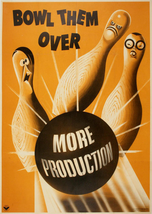 Original Vintage More Production Bowl Them Over Poster by Fred Chance 1942 Small