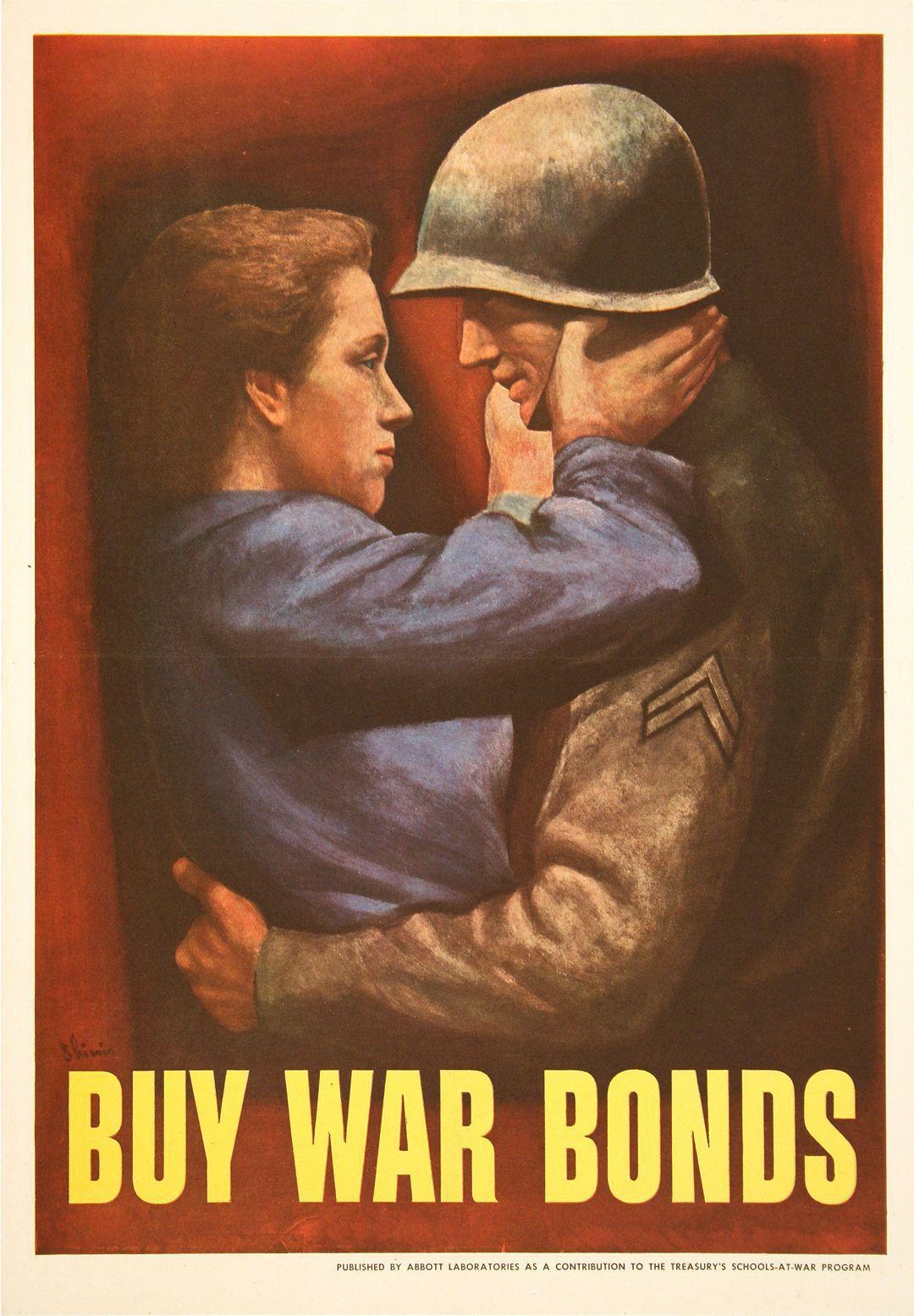 Original World War II Abbott Labs Poster - Buy War Bonds by Symeon Shimin 1943
