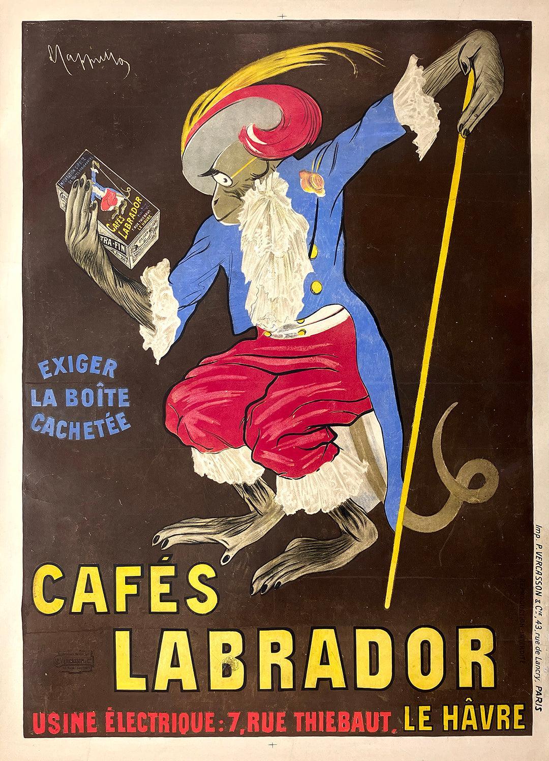 Original Vintage Cappiello Poster - Cafes Labrador 1903 - Rare
