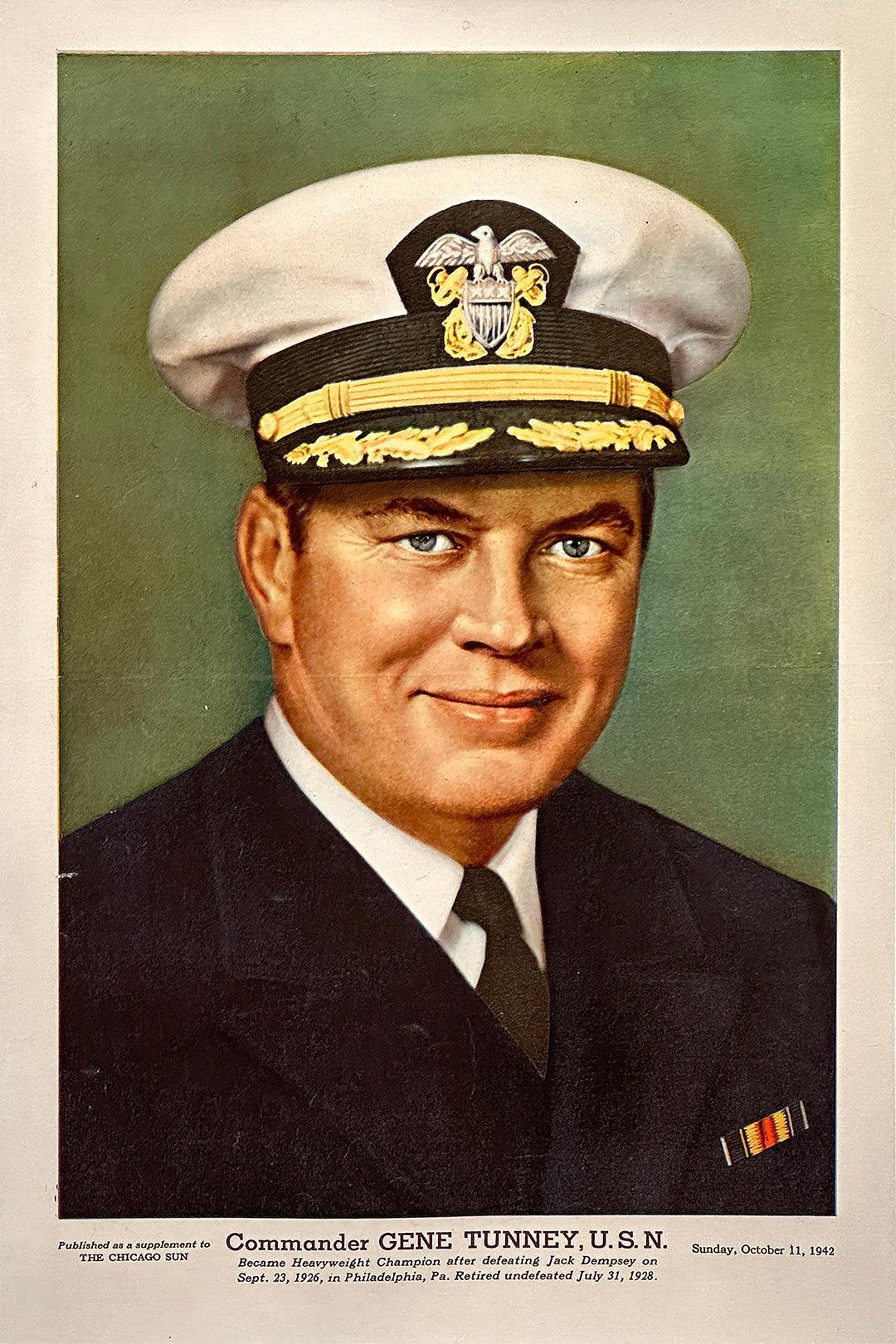 Original Vintage Poster Gene Tunney - Chicago Sun 1942 WWII Boxing