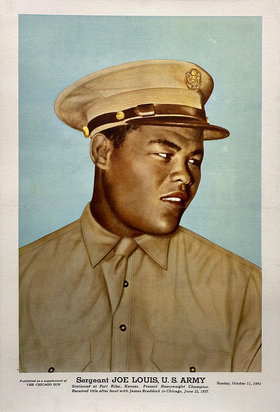 Original Vintage Poster Joe Louis - Chicago Sun 1942 WWII Boxing