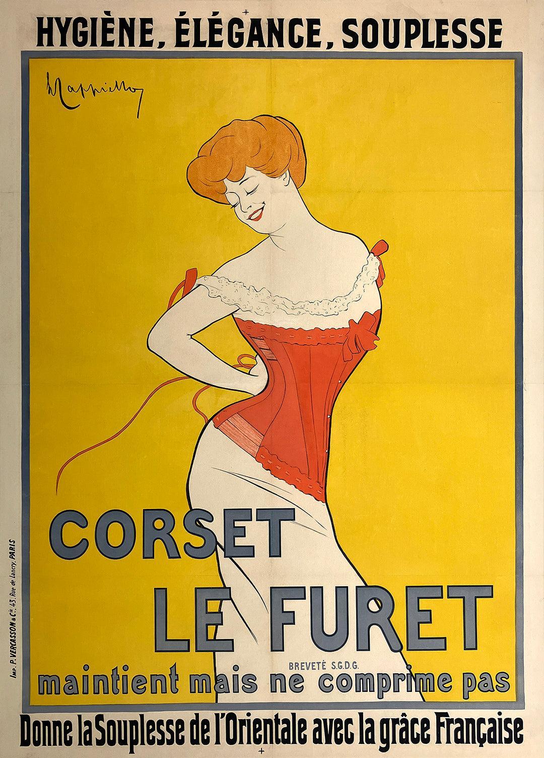 Original Vintage Leonetto Cappiello Poster Corset Le Furet 1901 - rare