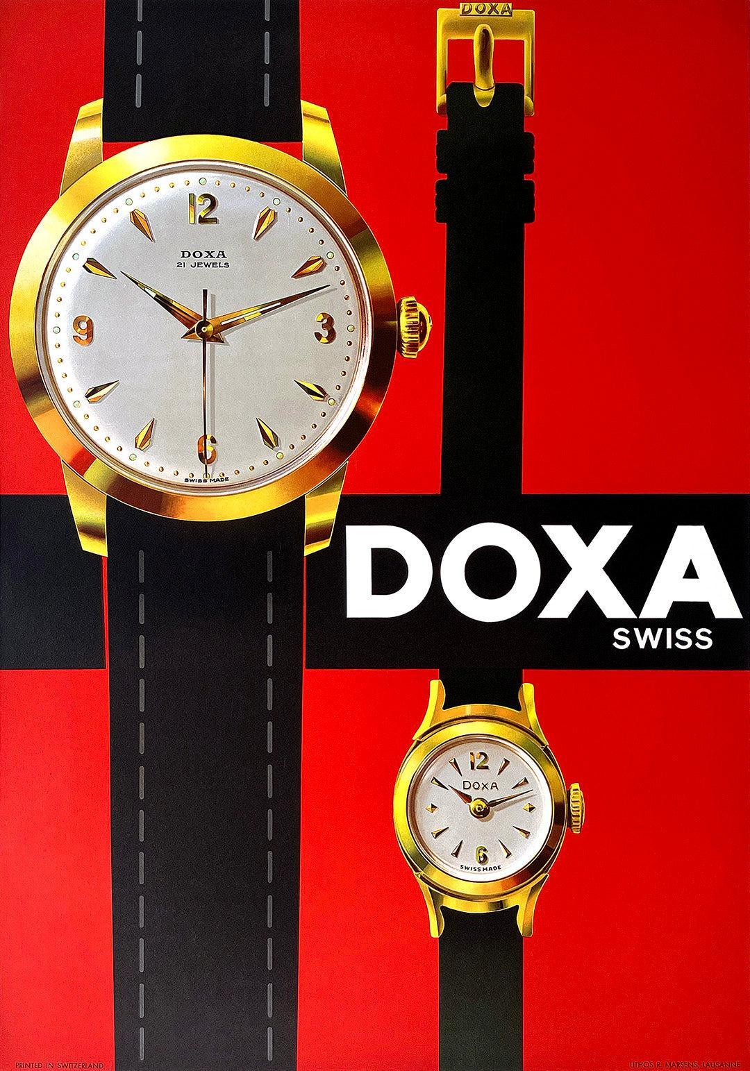 Original Vintage Poster for Doxa Swiss Watch c1960