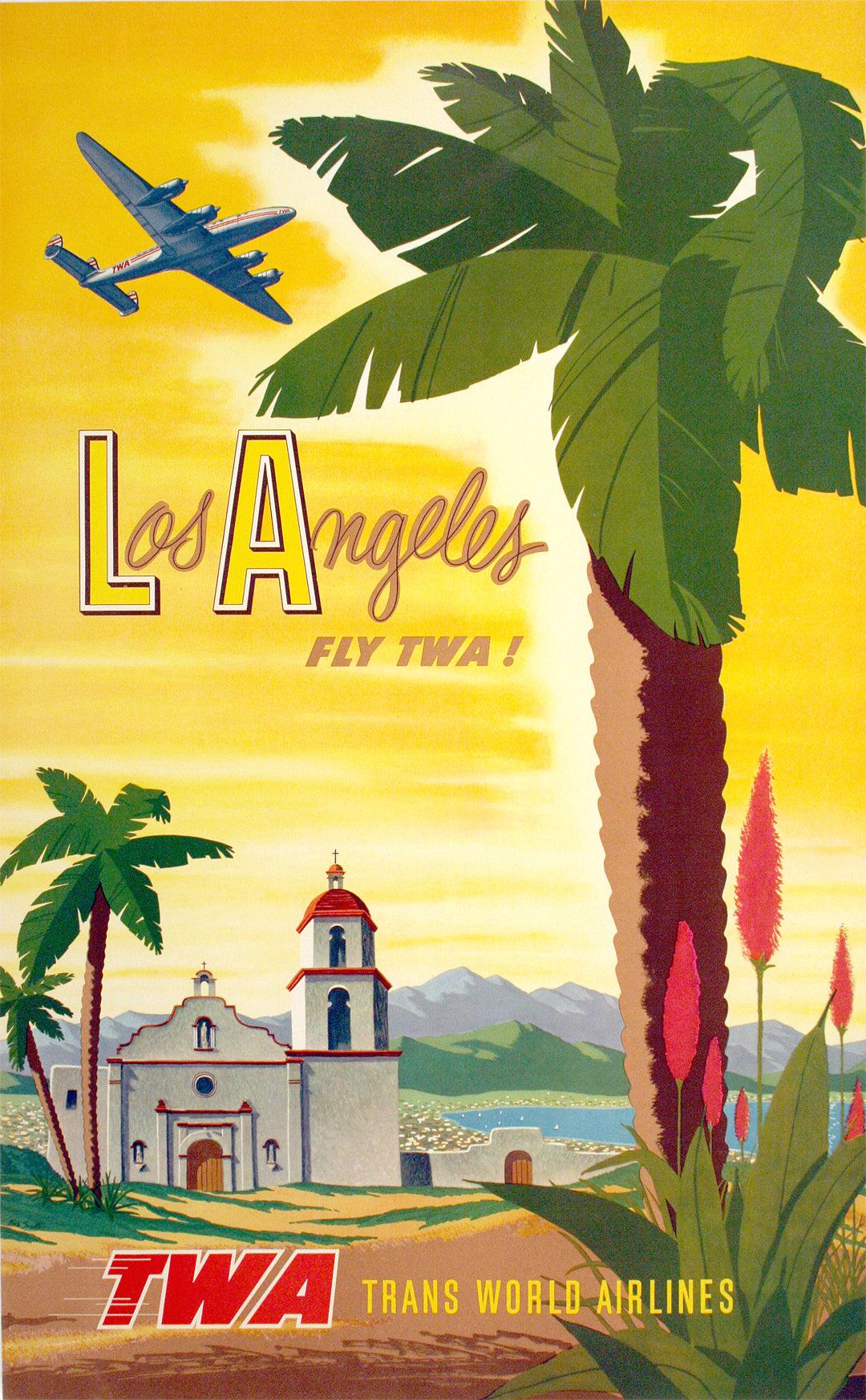 TWA Original Vintage Poster - Los Angeles by Bob Smith - Constellation