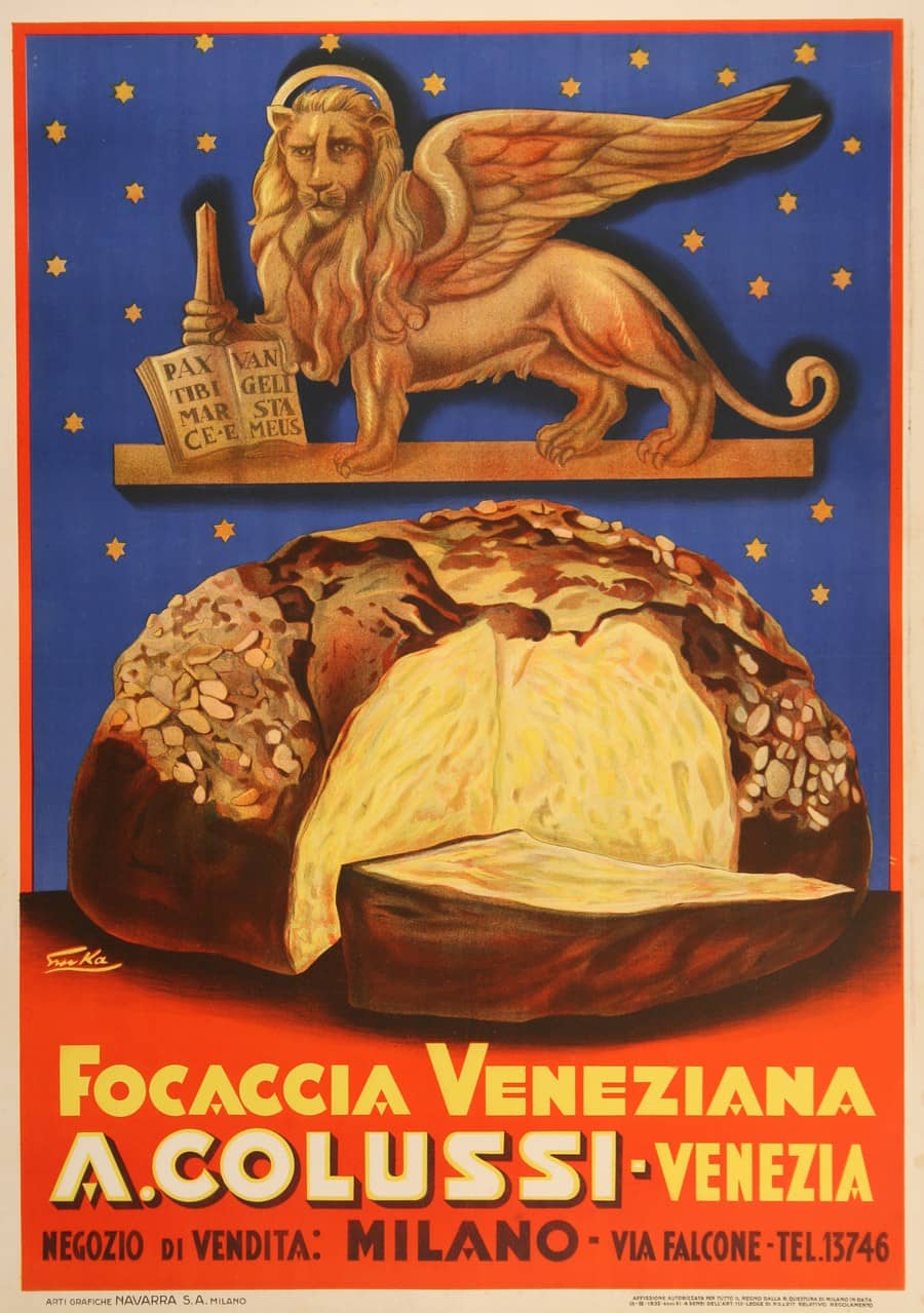 Original Vintage Focaccia Veneziana Poster by Emka c1932 - Large Format