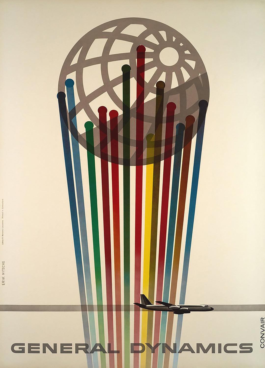 General Dynamics Original Vintage Poster - Convair 880 by Erik Nitsche 1960