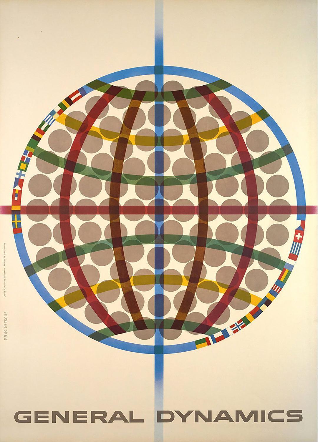 General Dynamics Original Vintage Poster - Triga Around the World by Erik Nitsche 1960