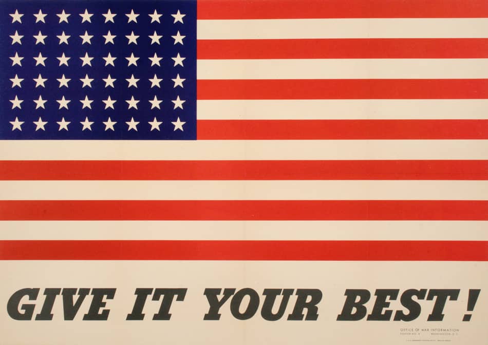 Original WWII Poster - Give It Your Best by Coiner 1942 - Medium Size