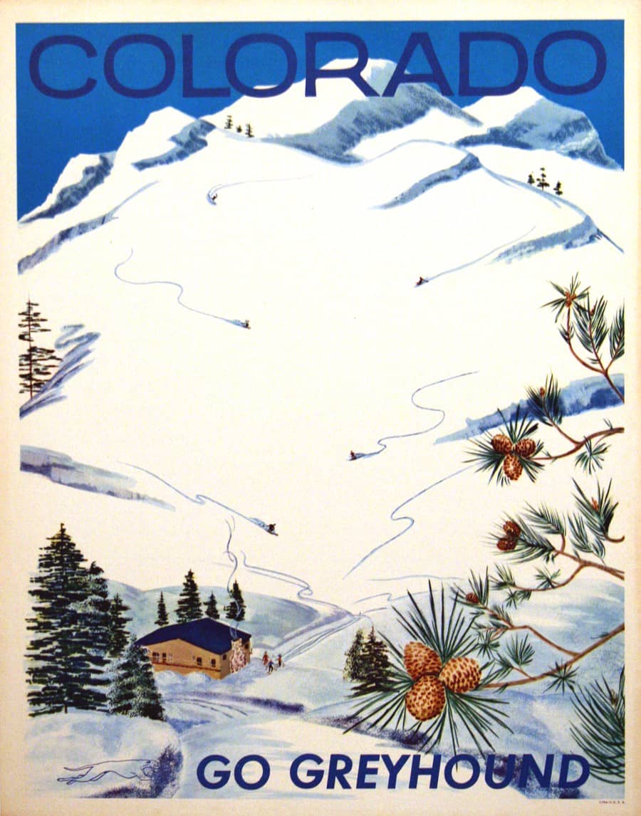 Original Vintage Go Greyhound Colorado Poster C1960