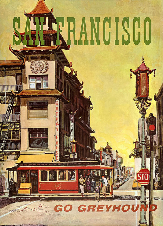 Original Vintage Go Greyhound San Francisco Poster by Nick Sciurba c1960