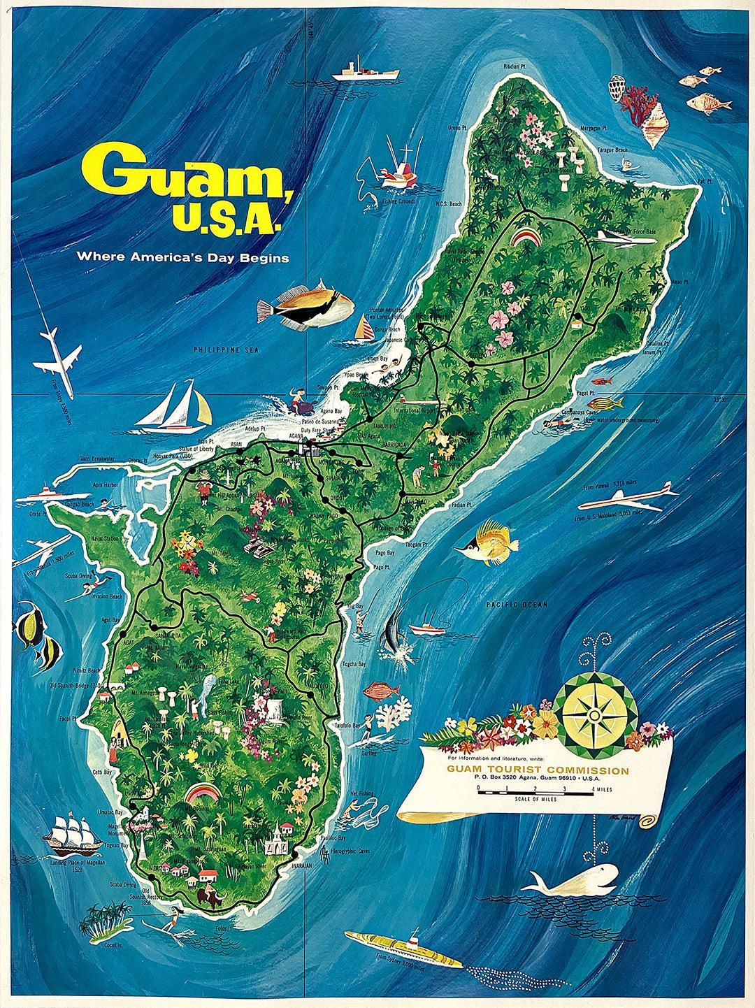 Original Map Poster of Guam - Where America's Day Begins