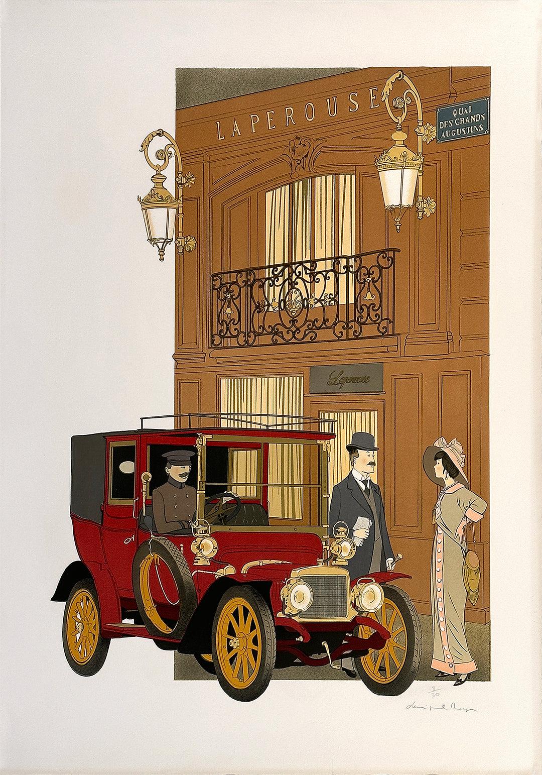 Original Vintage Restaurant Laperouse Paris Signed Print by Denis Paul Noyer c1979