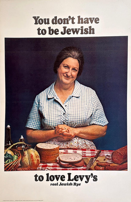 Original Vintage You Don't Have to be Jewish to Love Levy's Bread Poster 1967 - Italian Grandmother