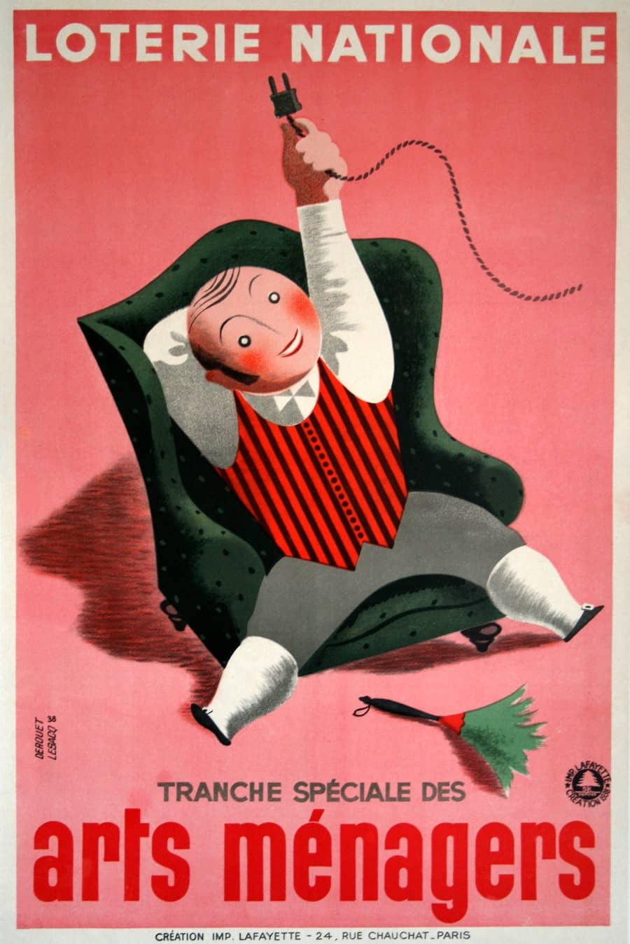 Loterie Nationale Original Vintage French Poster by Derouet Lesacq c1939 Arts Menagers