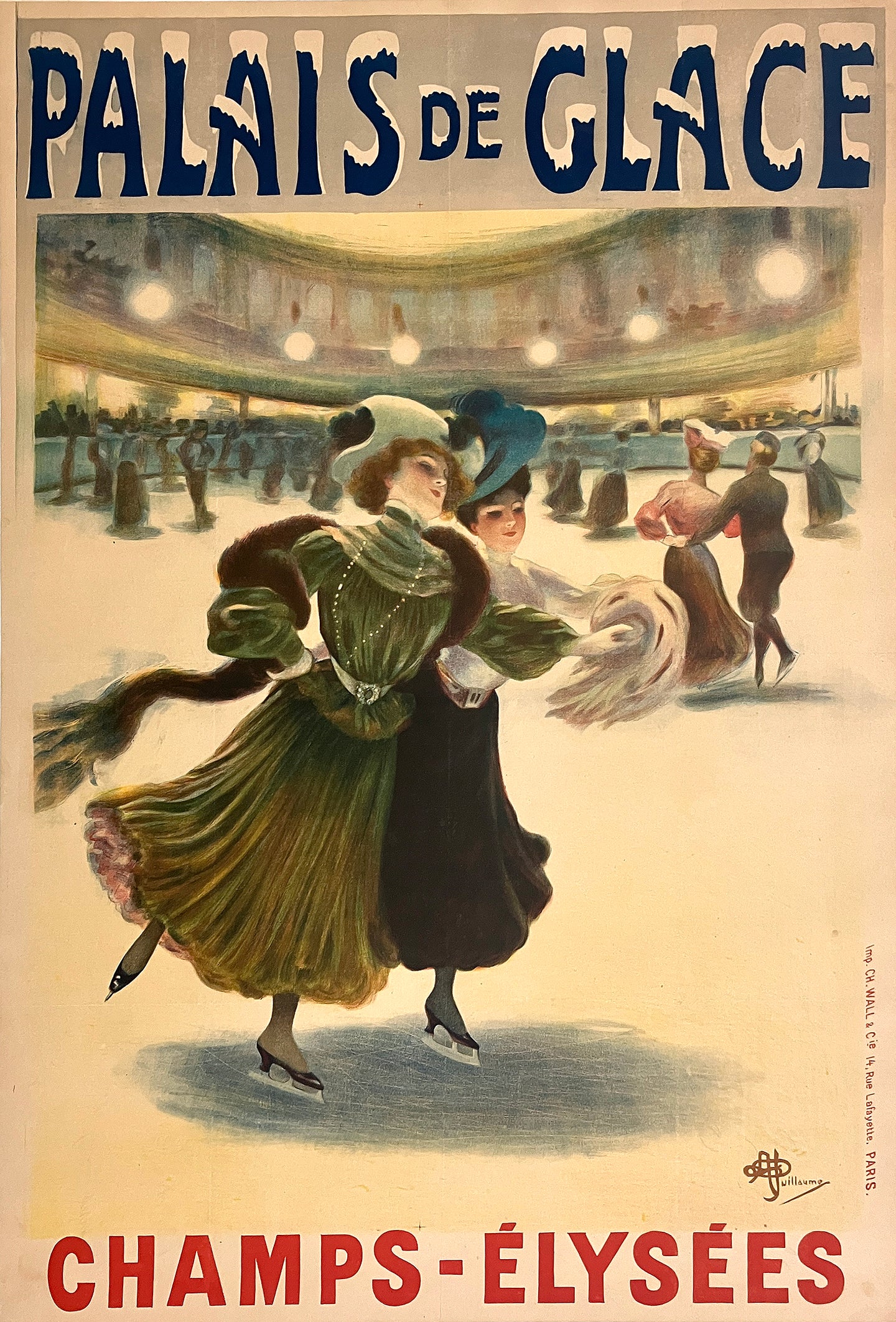 Original Vintage Palais de Glace Poster c1896 by Albert Guillaume - Large Format
