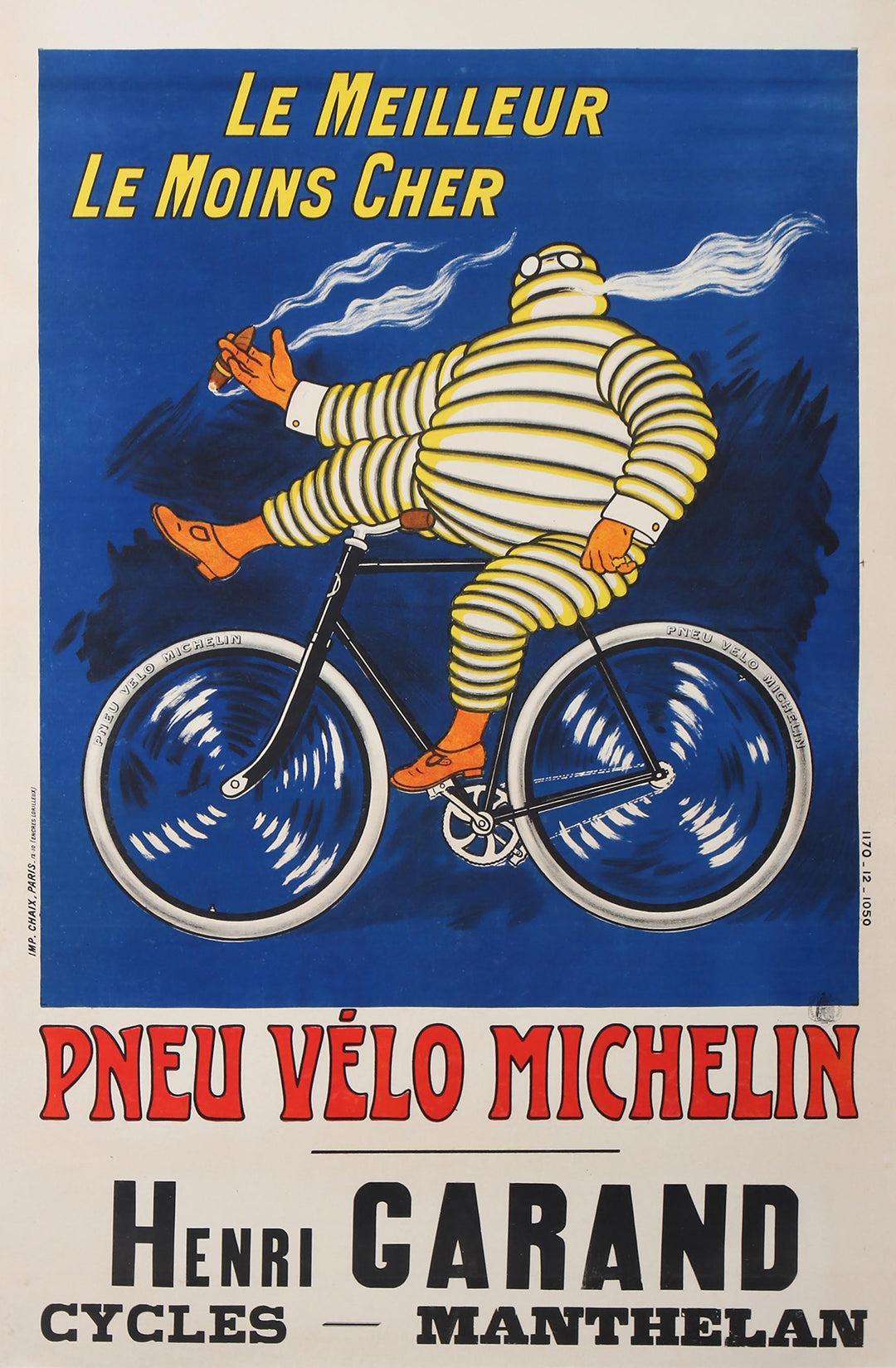 Original Vintage Pneu Velo Michelin Man Bibendum by O'Galop Smoking 1912