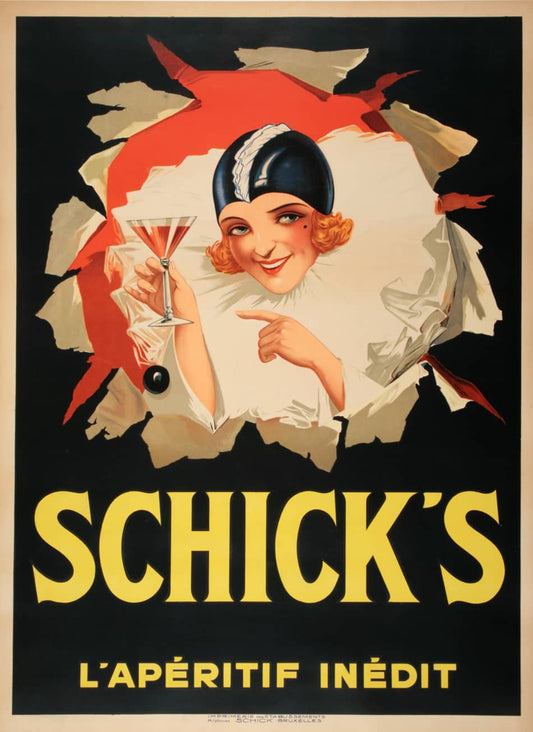 Original  Schick's Lady in Beige Belgian Poster c1925