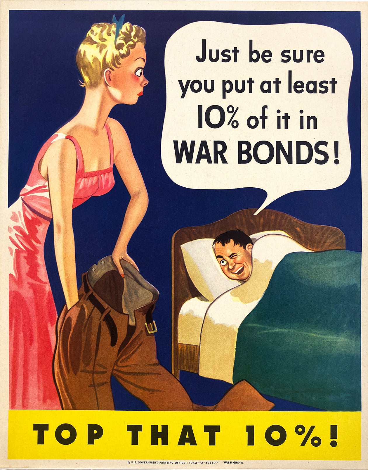 Original Vintage Top That 10% WWII Poster 1942