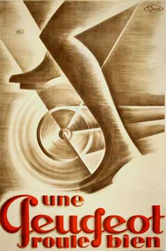 Original Vintage Peugeot Poster by Dam c1930 Une Roule Bien Art Deco