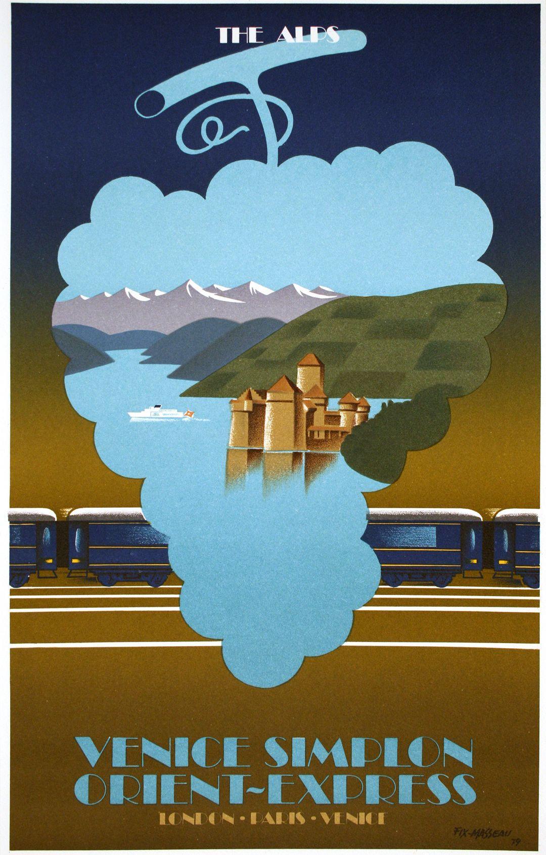 Original Vintage Poster for the Venice Simplon Orient Express 1982 - The Alps