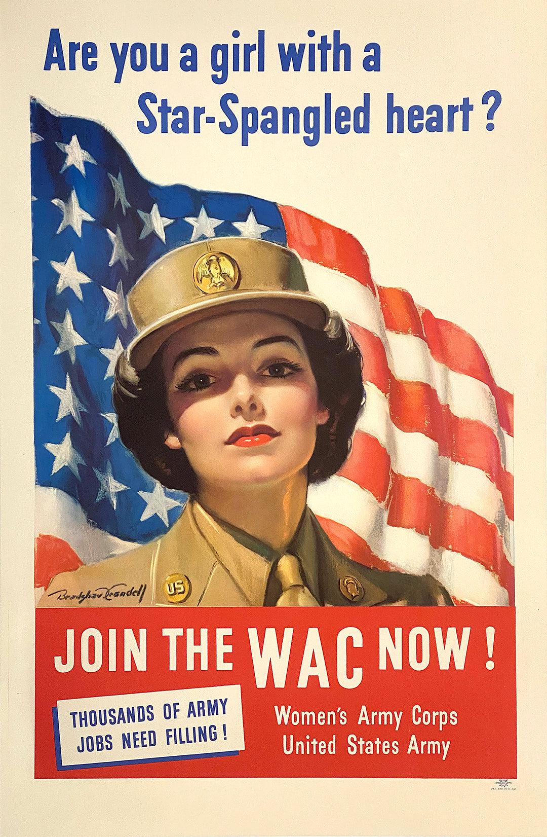 Original Vintage WAC WWII Poster Are You a Girl with a Star