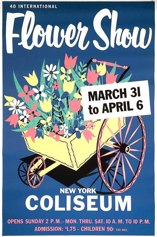 Original Vintage 1957 Flower Show Poster for New York Coliseum
