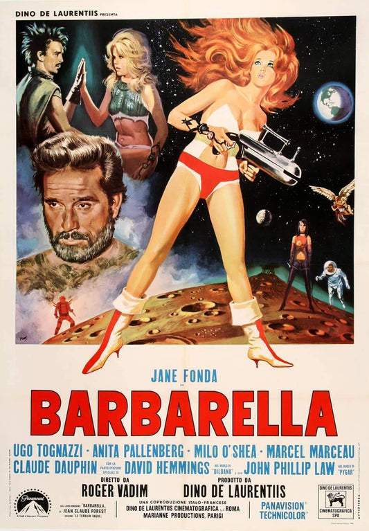 Barbarella Movie Vintage Poster with Jane Fonda Italian Rerelease 1968