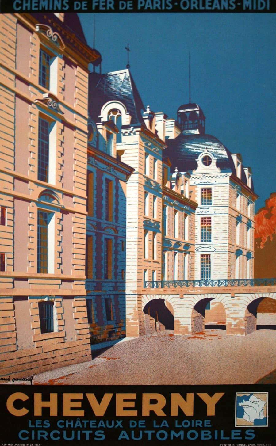 French Original Travel Poster 1935 - Cheverny by Roussel