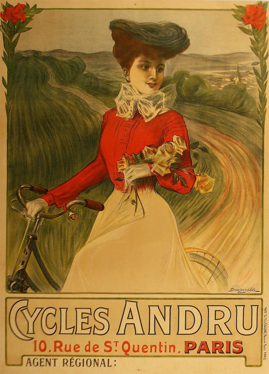 Original Vintage Cycles Andru Poster by Douzinelle c1900 The