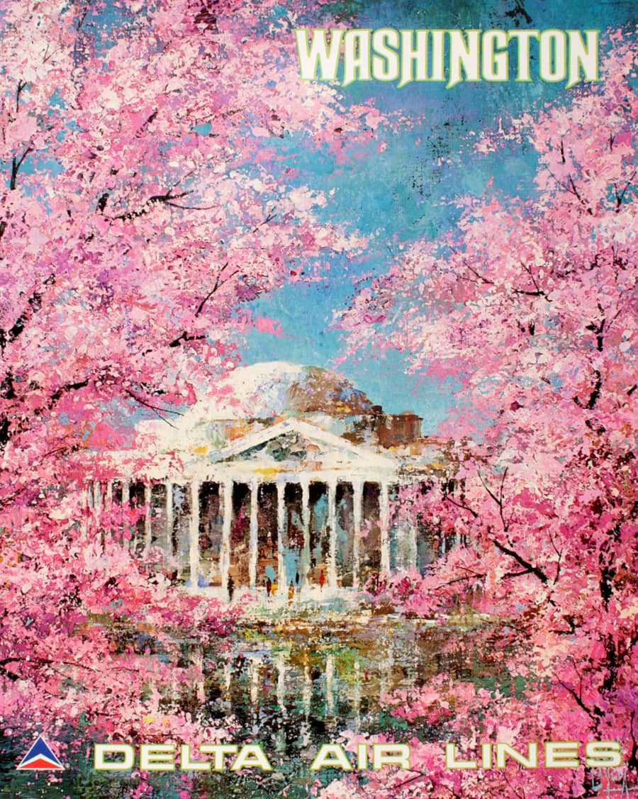 Original 1970's Delta Air Lines Poster for Washington D.C. by Jack Laycox
