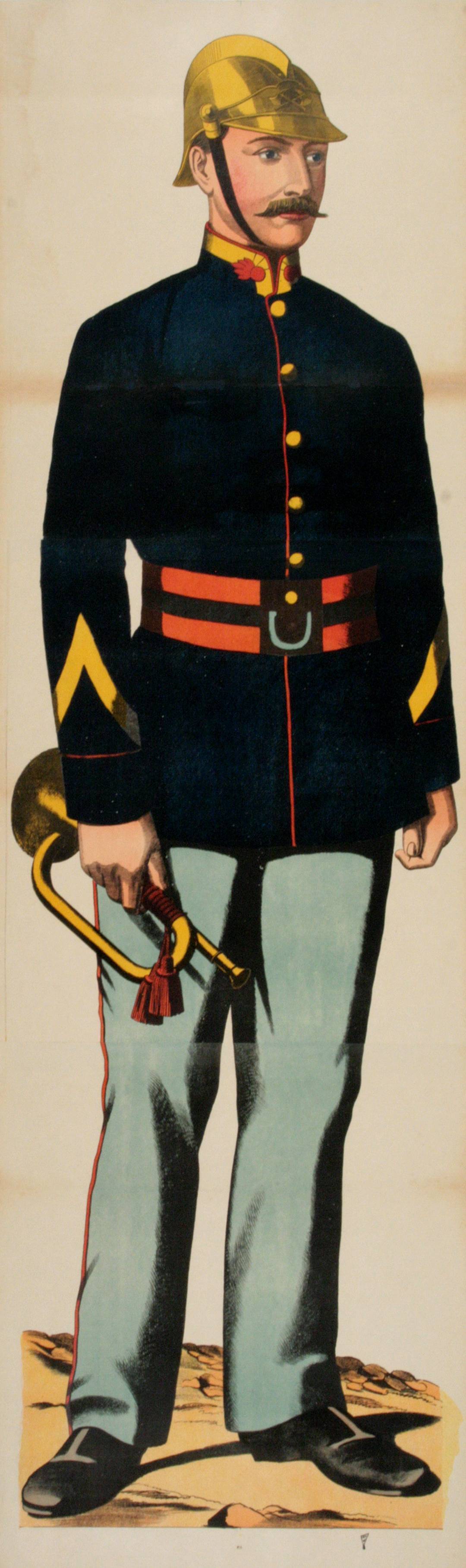 Original c1880 Vintage Poster - Soldier Holding Horn 8 - Wissembourg Collection