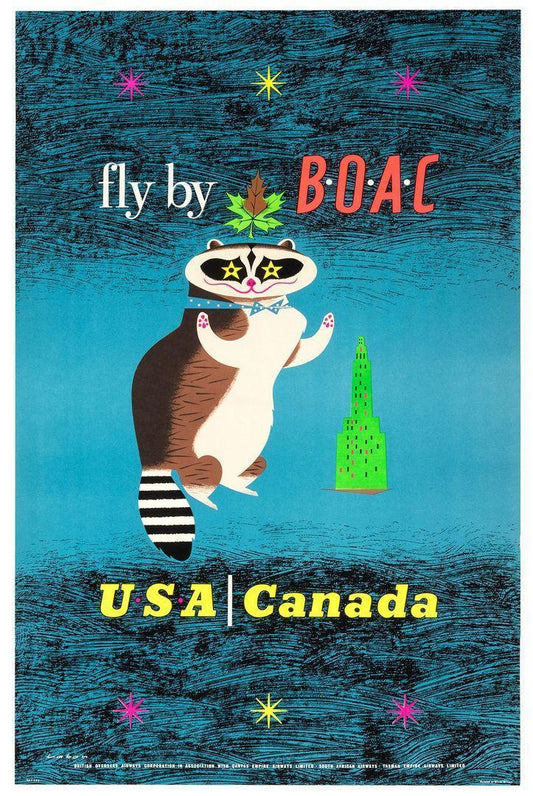 Fly by BOAC USA Canada Original Poster c1950 by Maurice Laban