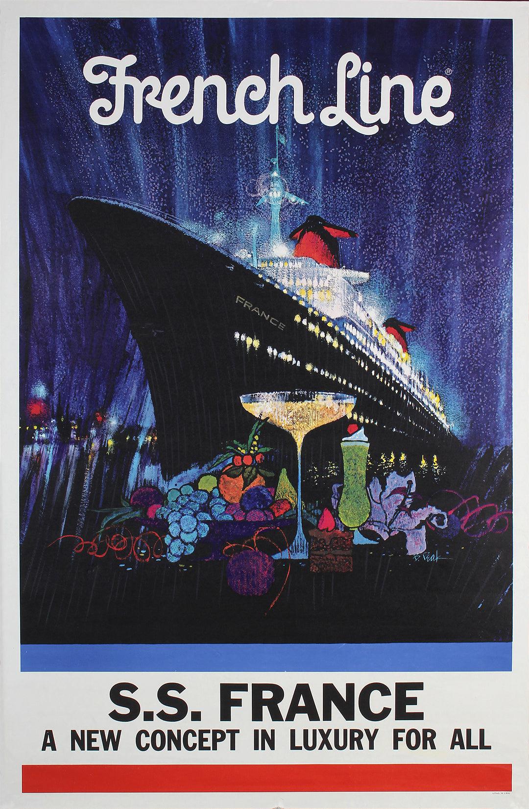 Vintage Boat Poster, Ship Poster Classics of France, Italian and French  Boat Posters
