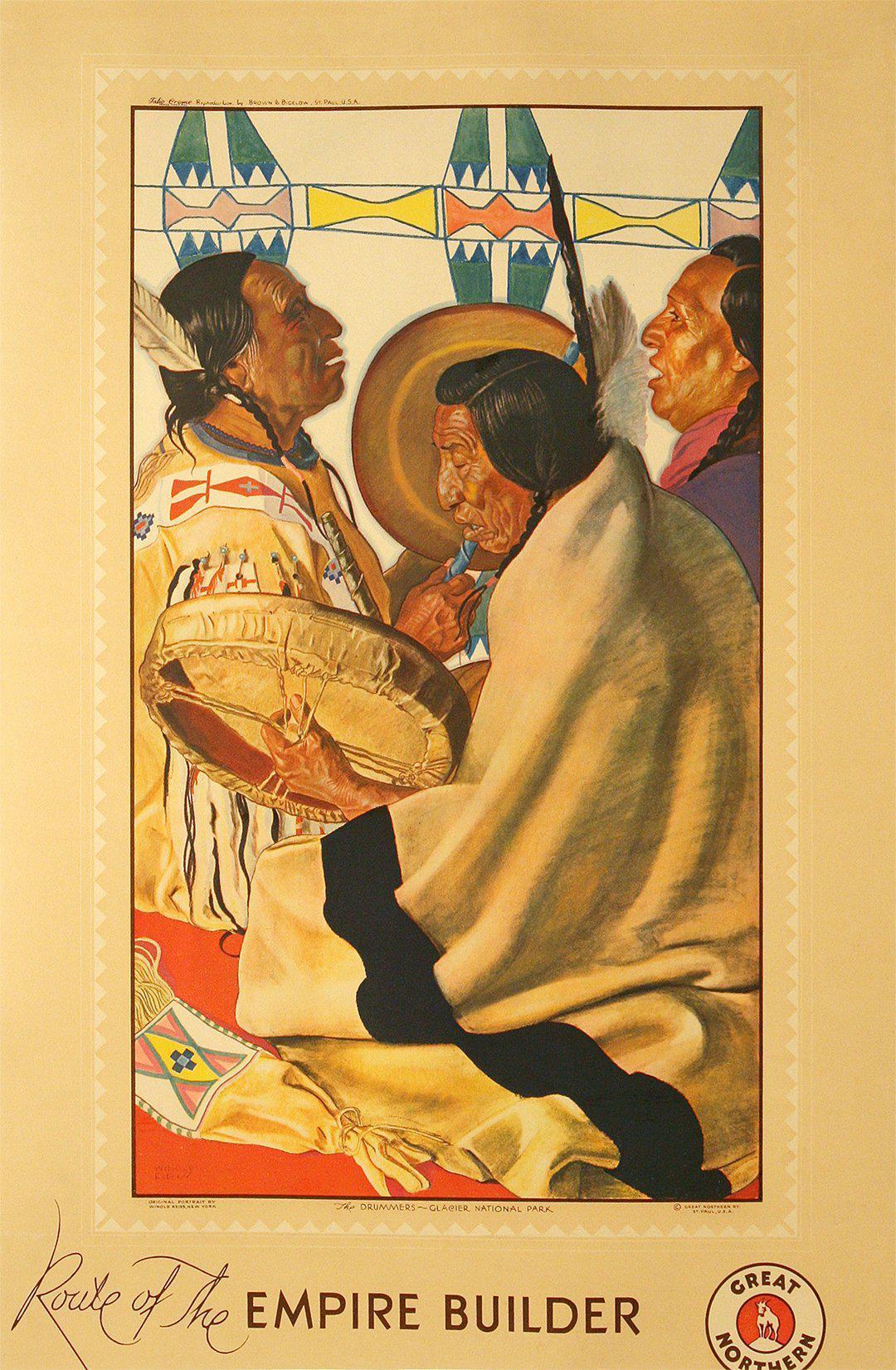 Great Northern Railway Empire Builder - The Drummers Original Vintage Train Poster by Winold Reiss c1939 Glacier National Park