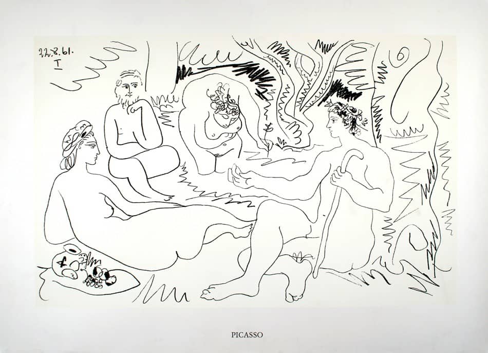 Picasso Group in Nude Vintage Licensed Reprint 1980