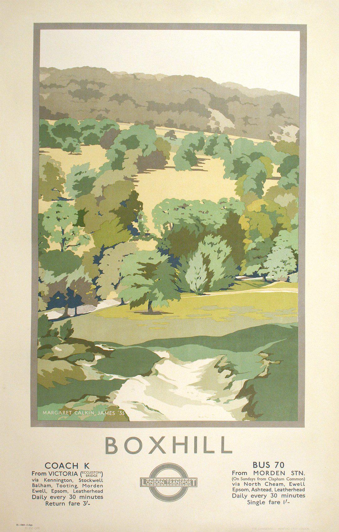 Original Vintage Rail Poster London Transport to Boxhill by Calkin James 1935