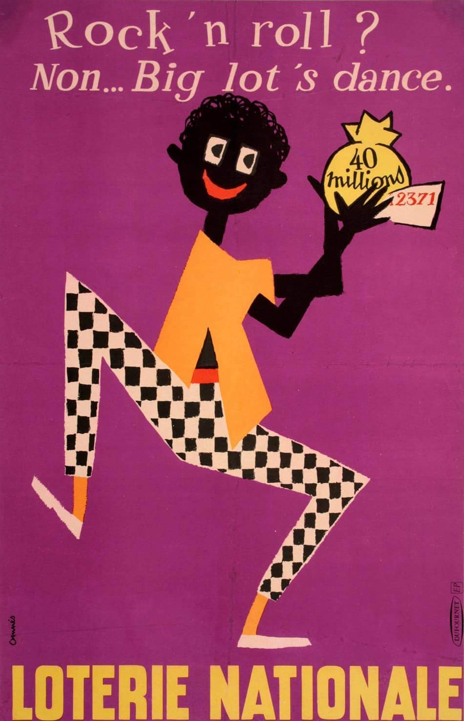 LOTERIE NATIONALE VINTAGE POSTER BY OMNES ROCK N ROLL LOTTERY FRENCH