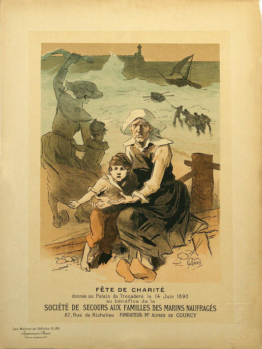 Original Vintage Maitre de l'Affiche Pl 89 Jules Cheret Fete de Charite 1897