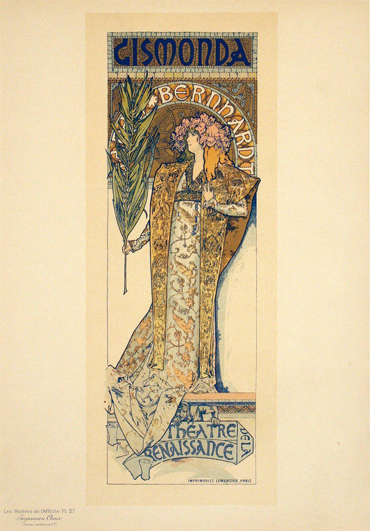 Original  Maitres de L'Affiche Gismonda by Alphons Mucha Plate 27 1896 Sarah Bernhardt Cabaret